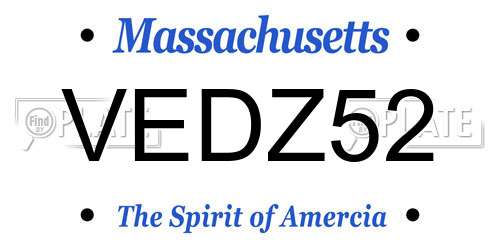 VEDZ52 Massachusetts License Plate