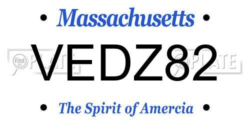 VEDZ82 Massachusetts License Plate