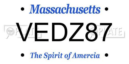 VEDZ87 Massachusetts License Plate