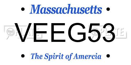 VEEG53 Massachusetts License Plate