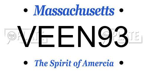 VEEN93 Massachusetts License Plate