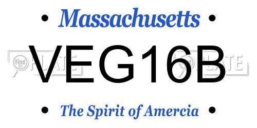 VEG16B Massachusetts License Plate
