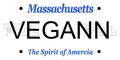 VEGANN Massachusetts License Plate