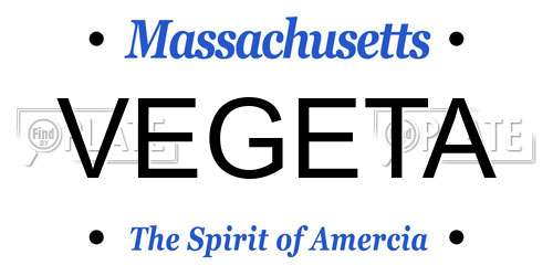 VEGETA Massachusetts License Plate