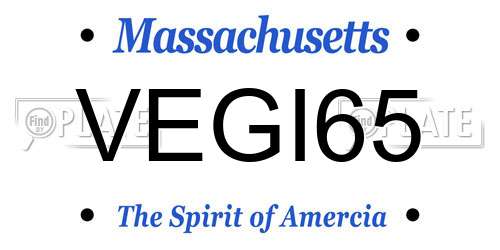 VEGI65 Massachusetts License Plate