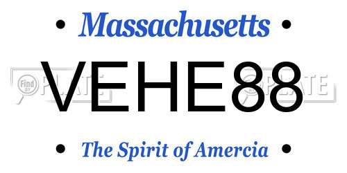 VEHE88 Massachusetts License Plate
