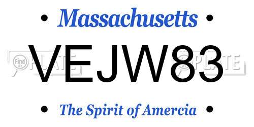 VEJW83 Massachusetts License Plate