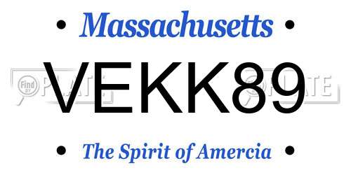 VEKK89 Massachusetts License Plate
