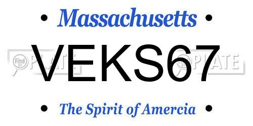 VEKS67 Massachusetts License Plate