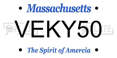 VEKY50 Massachusetts License Plate