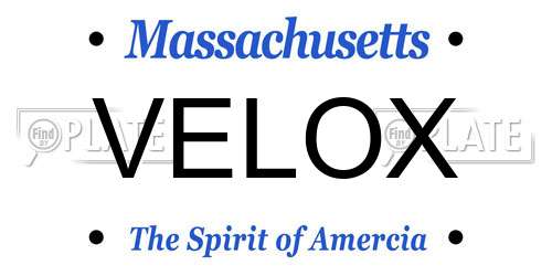 VELOX Massachusetts License Plate
