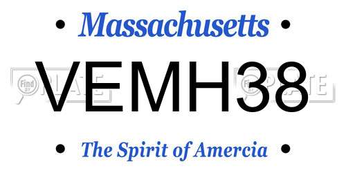 VEMH38 Massachusetts License Plate