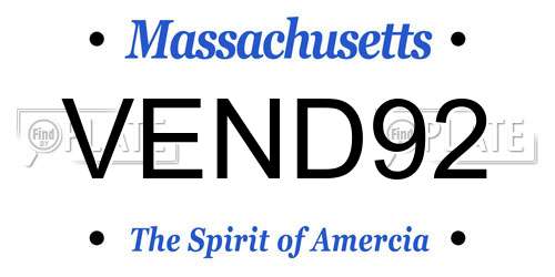 VEND92 Massachusetts License Plate