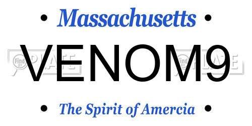 VENOM9 Massachusetts License Plate