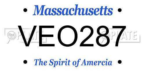 VEO287 Massachusetts License Plate