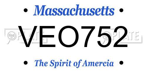 VEO752 Massachusetts License Plate