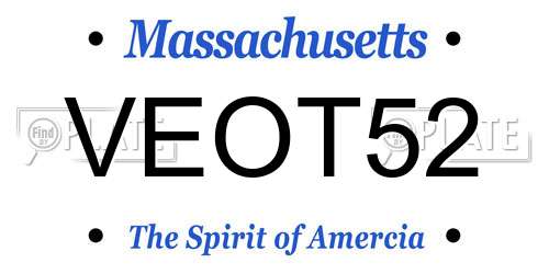 VEOT52 Massachusetts License Plate