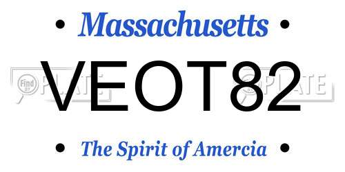 VEOT82 Massachusetts License Plate