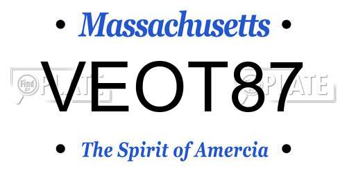 VEOT87 Massachusetts License Plate