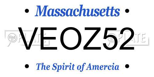 VEOZ52 Massachusetts License Plate