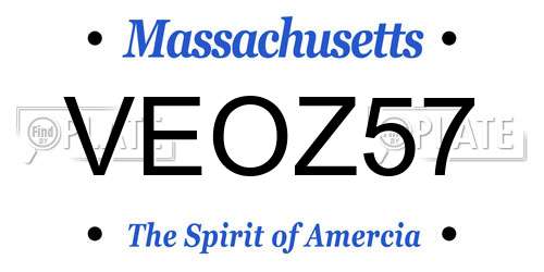VEOZ57 Massachusetts License Plate