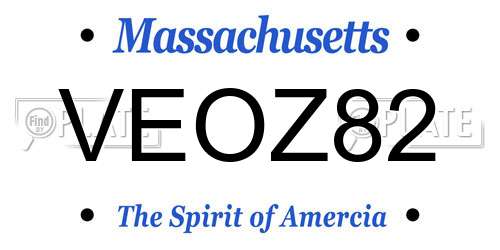 VEOZ82 Massachusetts License Plate