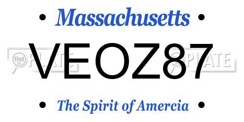 VEOZ87 Massachusetts License Plate