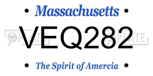 VEQ282 Massachusetts License Plate