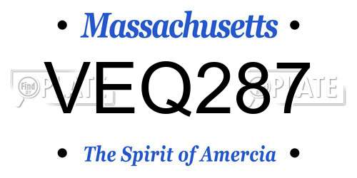 VEQ287 Massachusetts License Plate