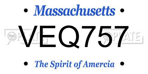 VEQ757 Massachusetts License Plate