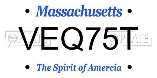 VEQ75T Massachusetts License Plate
