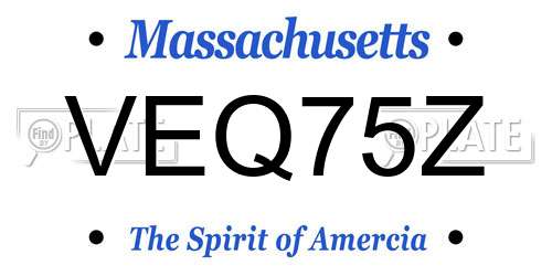 VEQ75Z Massachusetts License Plate