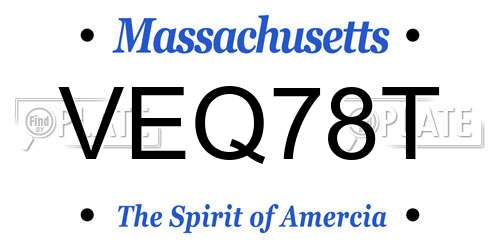 VEQ78T Massachusetts License Plate