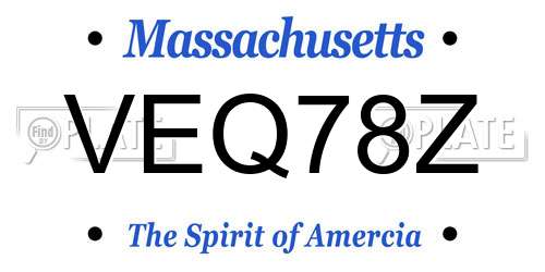 VEQ78Z Massachusetts License Plate