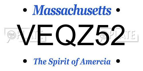 VEQZ52 Massachusetts License Plate