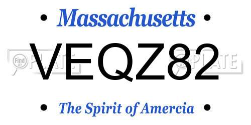 VEQZ82 Massachusetts License Plate