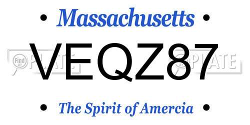 VEQZ87 Massachusetts License Plate