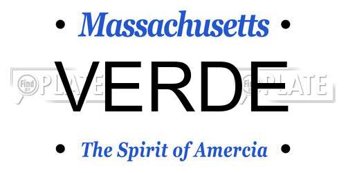 VERDE Massachusetts License Plate