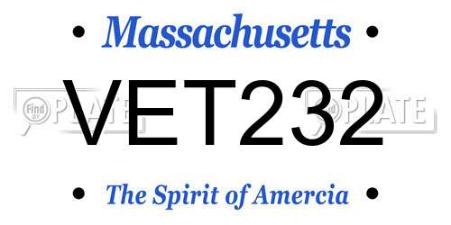 VET232 Massachusetts License Plate