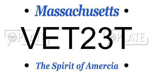 VET23T Massachusetts License Plate