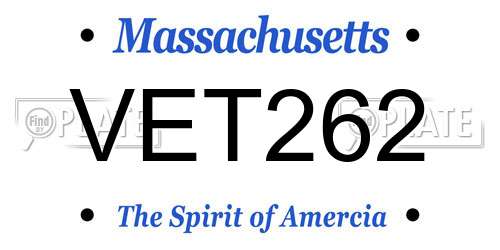 VET262 Massachusetts License Plate