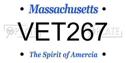 VET267 Massachusetts License Plate