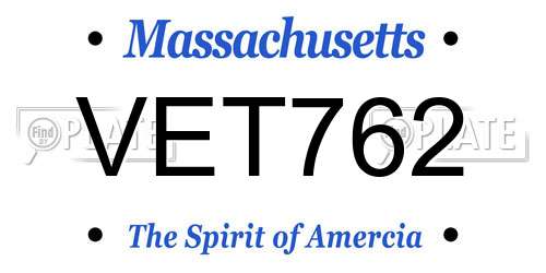 VET762 Massachusetts License Plate