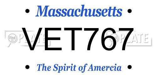 VET767 Massachusetts License Plate
