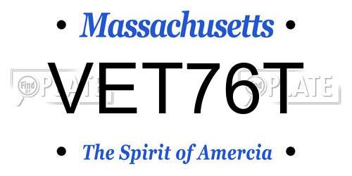 VET76T Massachusetts License Plate