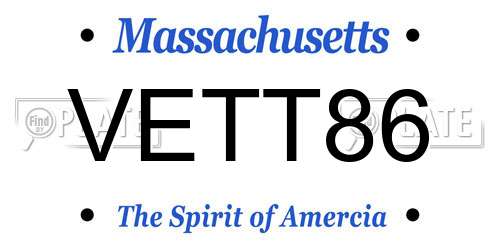 VETT86 Massachusetts License Plate
