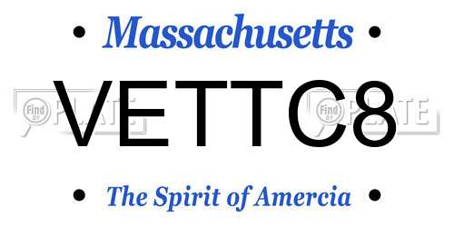 VETTC8 Massachusetts License Plate
