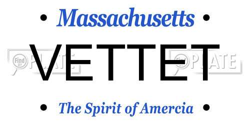 VETTET Massachusetts License Plate