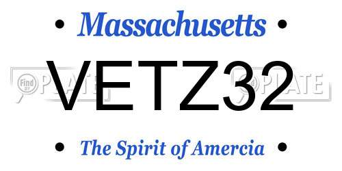 VETZ32 Massachusetts License Plate