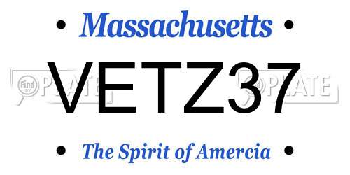 VETZ37 Massachusetts License Plate